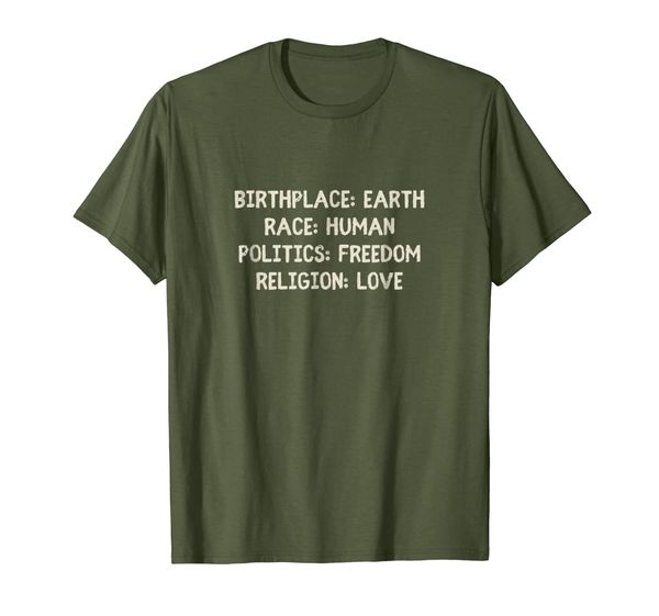 

birthplace: earth compassionate equality t-shirt, White;black