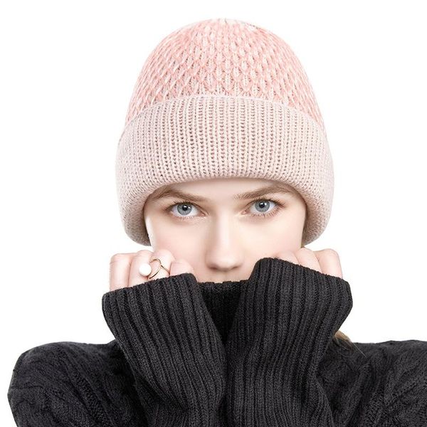 

beanie/skull caps 2021 fashion women's hat winter retro knitted solid color warm walking, Blue;gray