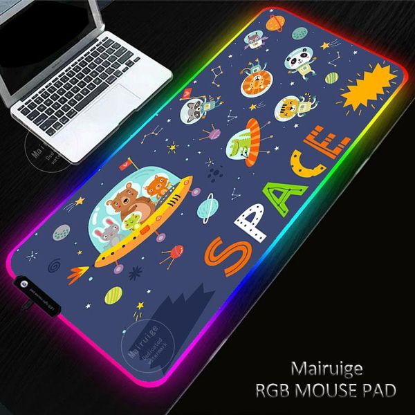 

mouse pads & wrist rests creative cute space led light gaming xxl genshin impact pad rgb large keyboard cover non-slip rubber deskmat game m