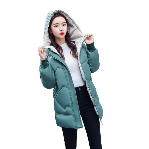 

women's trench coats womens medium long cotton-padded clothes coat 2021 winter females casual hooded cap warm down cotton loose overcoa, Tan;black