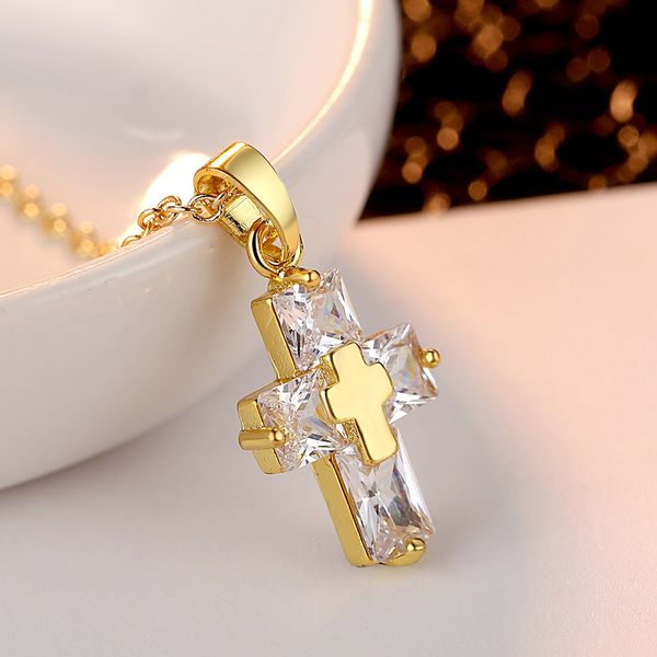 

necklaces pendants sale crystal zircon cross women jesus pendant fashion banquet gift, Silver