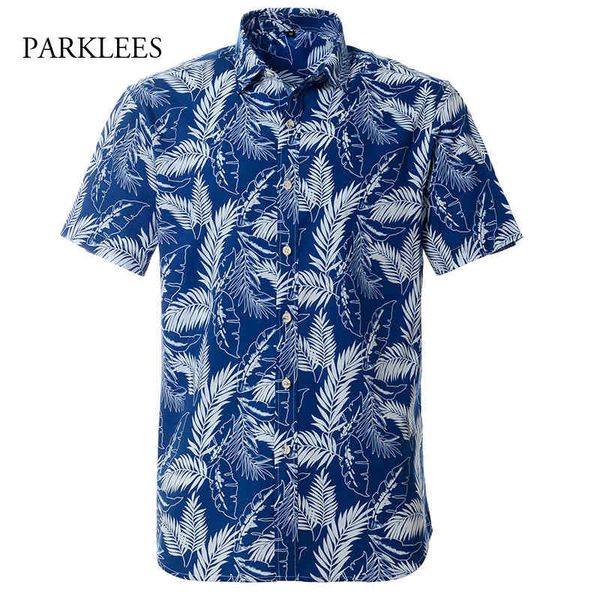 Floral Impressão Verão Praia Hawaiiana Mens Camisa Havaí Casual Algodão Puro Aloha Camisa Oversize Solto Feriado Praia Camisas Homens 210524