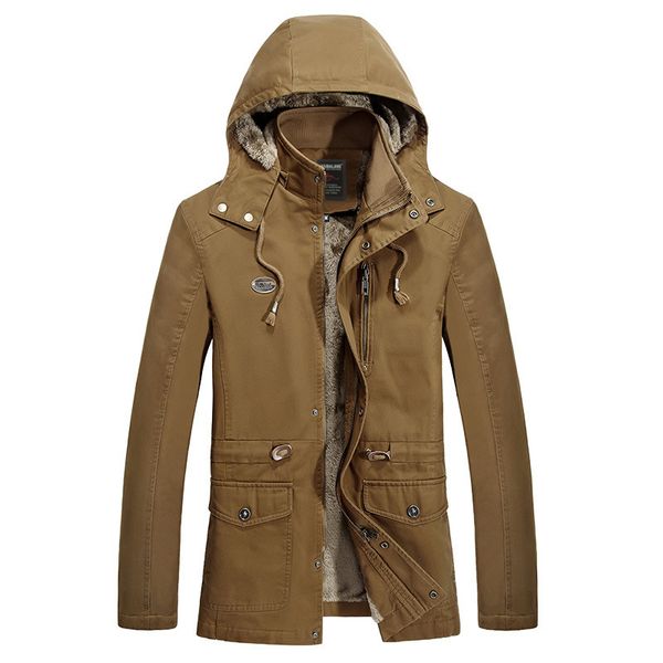 

Men's plus size Outerwear Autumn and Winter Plush Jaet Large Medium Length, Black