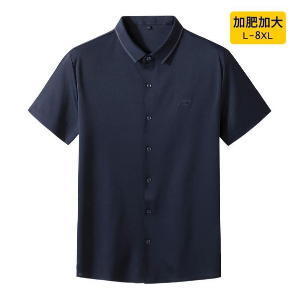 

men's dress shirts summer plus size fat short sleeve shirt, White;black