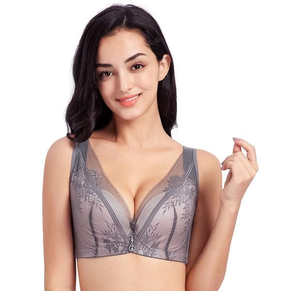 

bras elegant lace floral push up bra breathing comfortable plus size brassiere padded adjustable underwear for women(a b c d e cup), Red;black