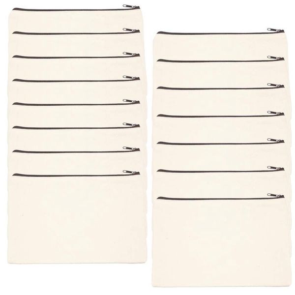 

15pcs canvas makeup bags zipper pouch pencil case diy craft blank for travel school