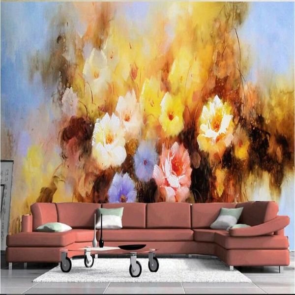 

shuhiko custom large-scale murals fresh pastoral oil painting flower living room bedroom tv backdrop fabric wallpaper wallpapers