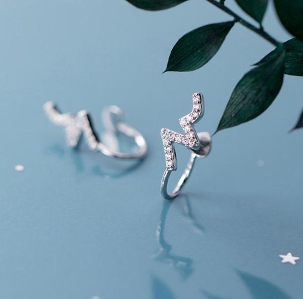 

clip-on & screw back 925 sterling silver fashion jewelry cz wavy line ear cuff single earring women a1392