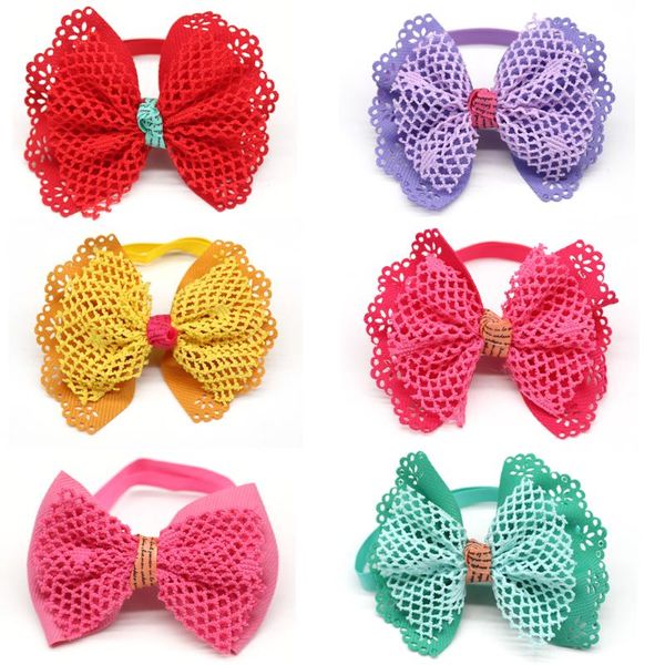 

dog apparel 100pcs pet bowties handmade mesh cloth tie bows ties bow neck accessory holiday grooming prodtcs 6colour