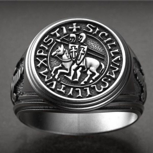 

cluster rings men's knight templar ring punk jewelry fashion hip hop rock finger accessories gift wholesale, Golden;silver