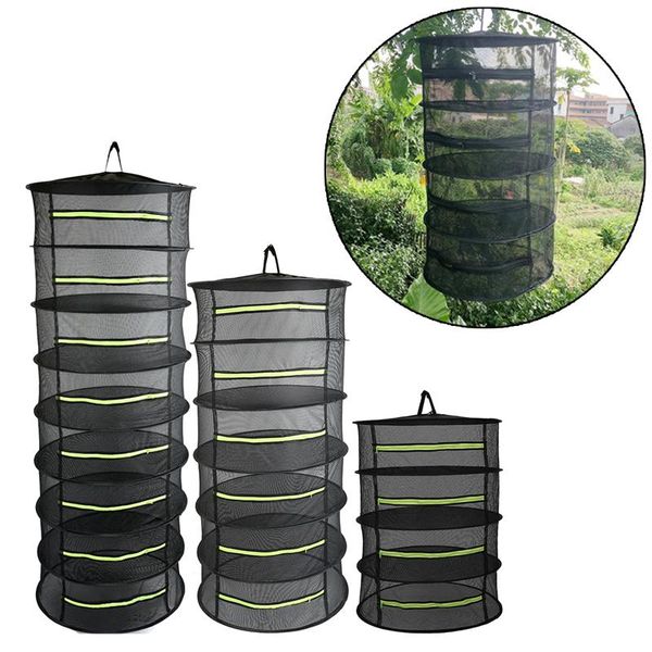 

portable folding 2/4/6/8 layers with zipper hanging drying net clothes dry rack mesh dryer bag fishing for camping laundry storage & organiz