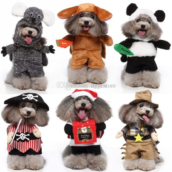 Cadılar bayramı Köpek Kostüm Komik Köpek Giyim Giysi Korsan Pet Cosplay Kostümleri Eğlenceli Peruk Parti Kostüm Yenilik Giyim Küçük Köpekler Panda Rakun Toptan A280