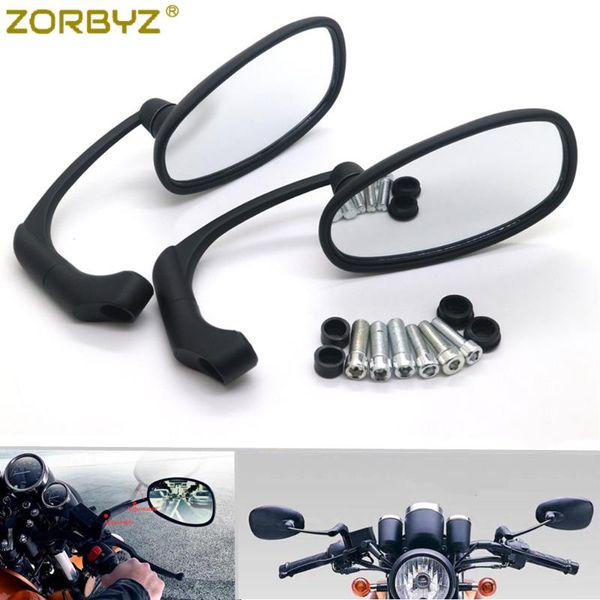 

motorcycle mirrors zorbyz black l-bar retro oval rearview side mirror e9 mark for gn/ cg cafe racer custom