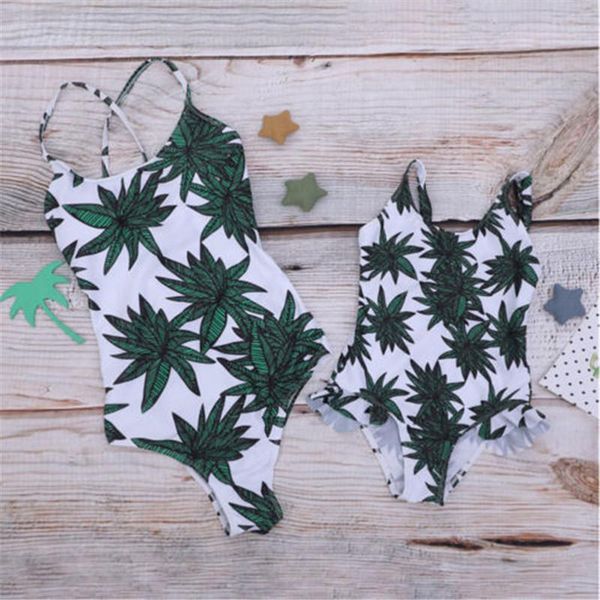 

one-piece suits mother daughter swimsuit family matching swimsuits high waist beachwear women kids girls bikini parent-child swimwear