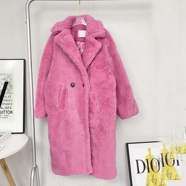 

women's fur & faux 2021 winter woman's coat long jackets 2 colors warm thick hign quality outwear casual solid, Black