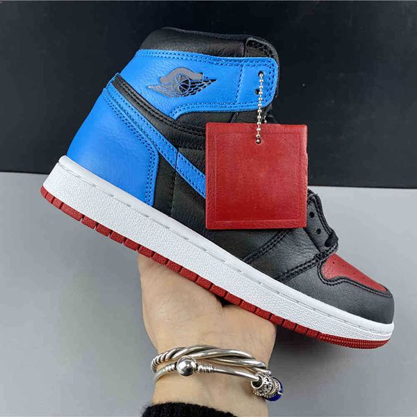 

(boxed) men's jumpman 1 basketball shoes and women's blue black red outdoor casual sports