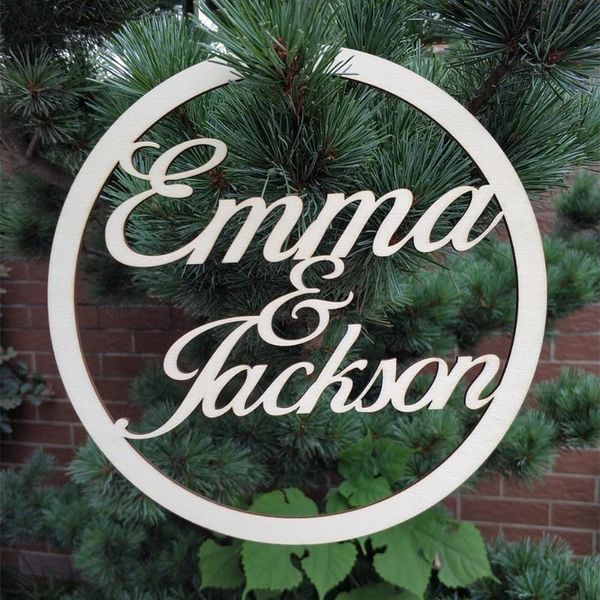 

novelty items wedding backdrop sign po prop backgrond wooden circle with names decorative hanging married na