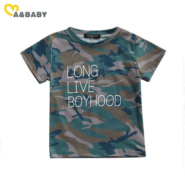 0-5Y Yaz Toddler Bebek Çocuk Erkek T-Shirt Kısa Kollu Mektup Camo Tee Rahat Çocuk Erkek Giyim Kostümleri 210515