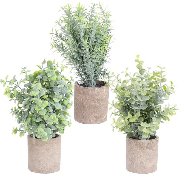 

3pcs artificial green pot plants simulation plant bonsai indoor home decoration decorative flowers & wreaths