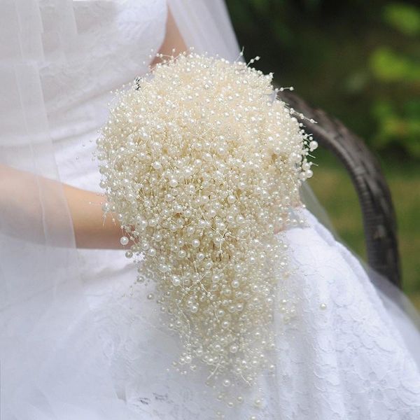 

wedding flowers luxury white ivory bouquet bridal holding pure pearls handmade bridesmaid bouquets