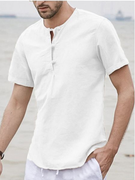 

men's shirts 2021 three button tand collar, White;black