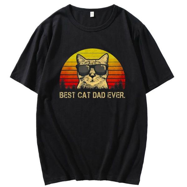 

men's t-shirts vintage cat dad ever t-shirt daddy father gift men tshirts fashion printed summer cotton harajuku, White;black
