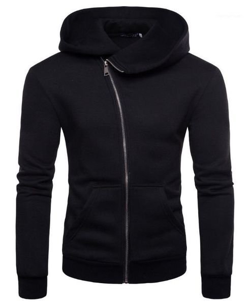 

men's hoodies & sweatshirts global men british style oblique zipper hooded europe and america slim fit sportswear, Black