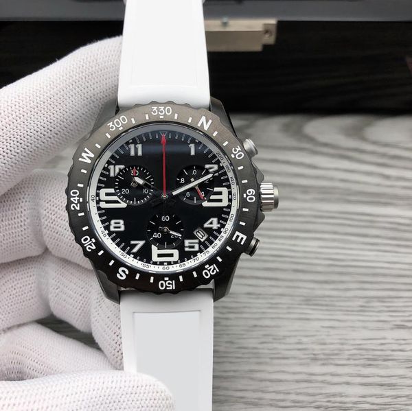 Armbanduhren Luxus Endurance Pro Chronograph Blau Weiß Gummi Herrenuhr Quarz Saphirglas Uhren 44mm
