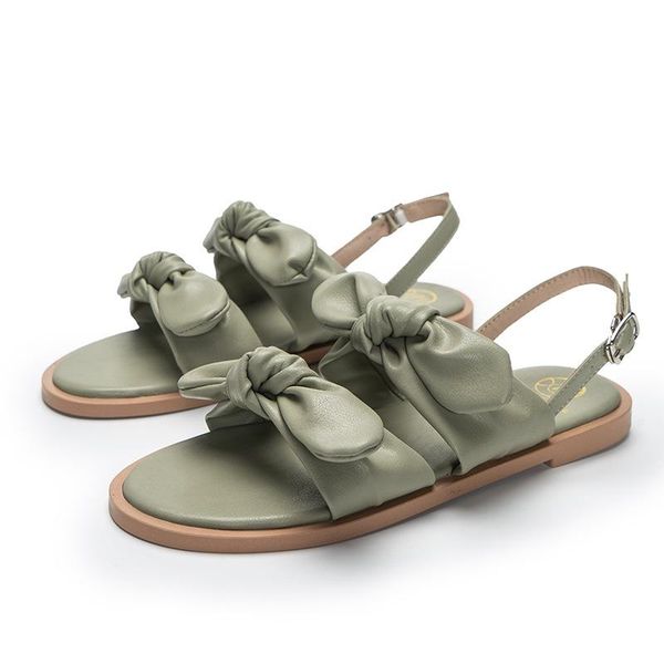 

sandals women summer fashion solid buckle simple shoes beach casual bow ladies plus size sweet, Black