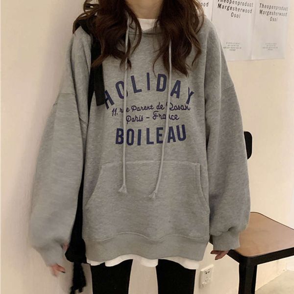 

women's sweaters hoodies ins super fire hooded sweater autumn winter korean fashion lazy style bf loose plush thickened coat pw5x, White;black