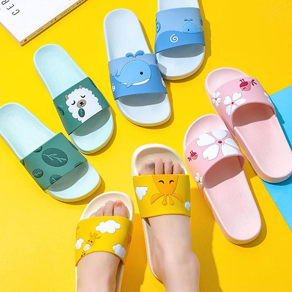 

summer slides women men slippers cartoon birds sheep home non-slip slide sandals shoes bothe flip flops zapatillas mujer, Black