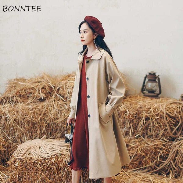 

trench women apricot classy all-match ladies clothes design fashion simple adjustable waist single breasted elegant coat women's coats, Tan;black