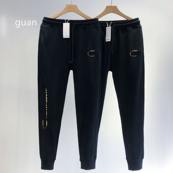 

design clothing autumn 21 three-dimensional gold standard embroidery c-standard trouser string label guard couple pants sports terry closing, Black