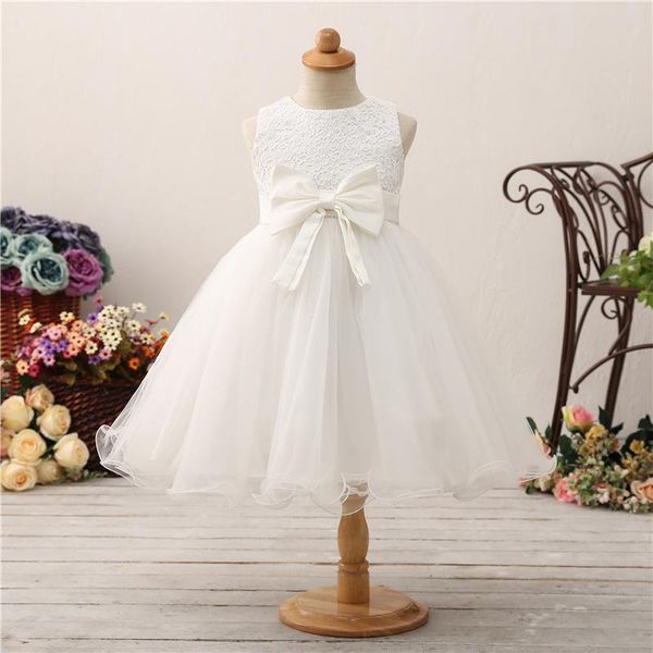

girl's dresses flower girl white for wedding kids tulle ball gown sleeveless lace bow-knot princess little girls 2-12, Red;yellow