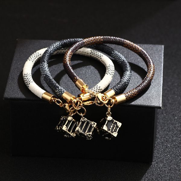 

snake skin pu leather bracelets & bangles for women mini cute square bag pendant charms bracelet jewelry accessories, Golden;silver