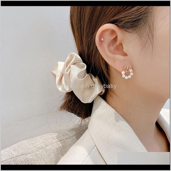 

jewelry drop delivery 2021 s925 sier needle simple pearl rosette stud versatile temperament earrings yvbuq, Golden;silver