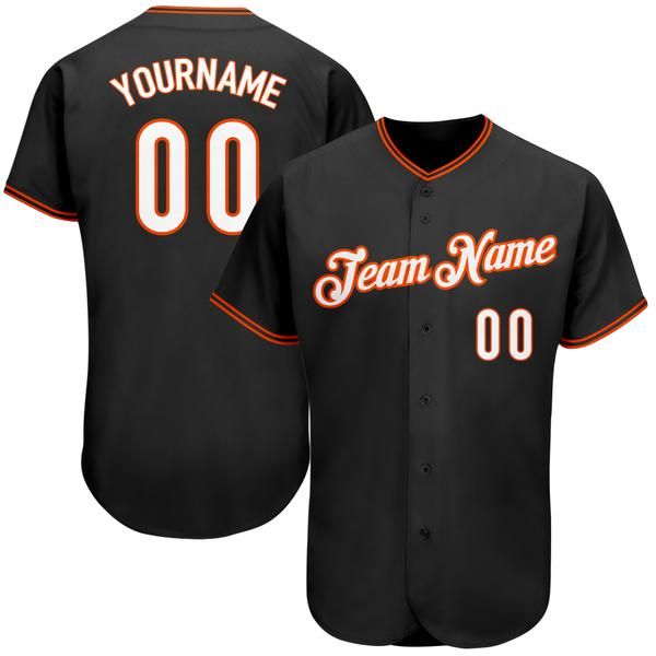 

custom black white-orange-5 authentic baseball jersey, Blue;black