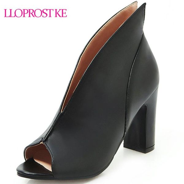 

lloprost ke sumemr women sandals open toe square heel high heels slip on dress party peep shoes size 34-43 black blue h227