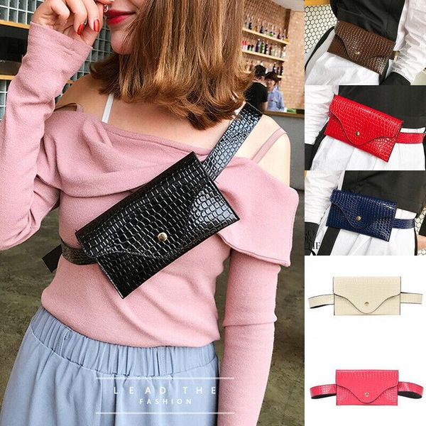 

waist bags leather fanny pack waterpoof women girls bag button phone key bum cards purse adjustable fashion