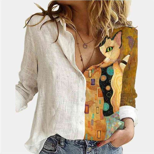 

women floral print button long sleeve blouses vintage casual loose office shirt femme plus size 3xl white shirt blusa