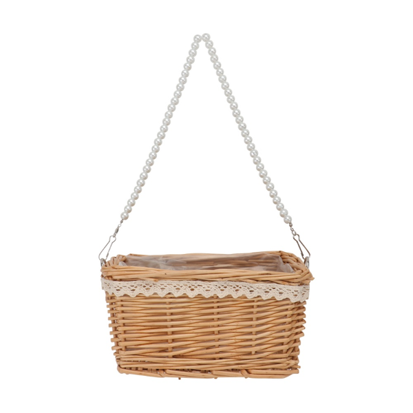 

storage baskets 1pc decorative flower basket pearl ornament woven