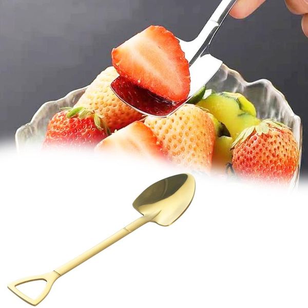 

spoons 304 stainless steel spade-shaped creative dessert spoon milk tea coffee sugar ice cream watermelon kitchen gadgets