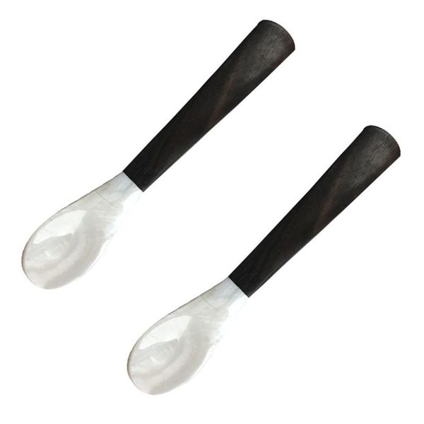 

spoons 2pcs creative wood handle shell spoon practical coffee home caviar
