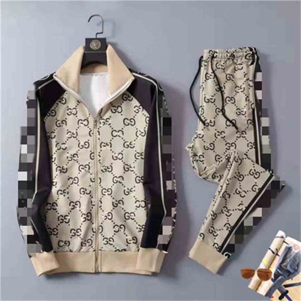 

mens letter printing tracksuits fashion trend long sleeve cardigan zipper trousers 2pcs suits designer male brand fitness two piece sets, Gray