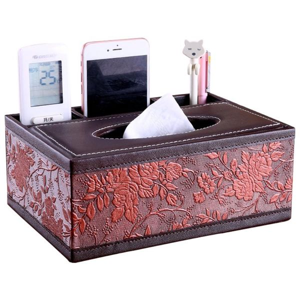 

tissue boxes & napkins box paper deskorganizer decorative offices napkin holder contanier multi-purpose table home storage faux leather