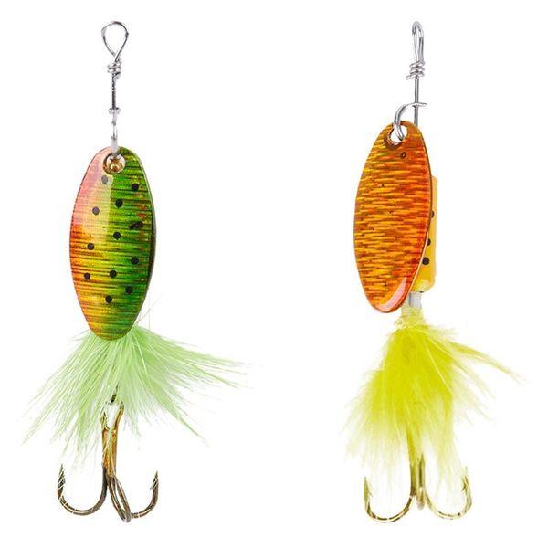

pcs sequin spoon wobble fishing lures spinner baits crankbait bass wobbler tackle hook orange+green &gold hooks