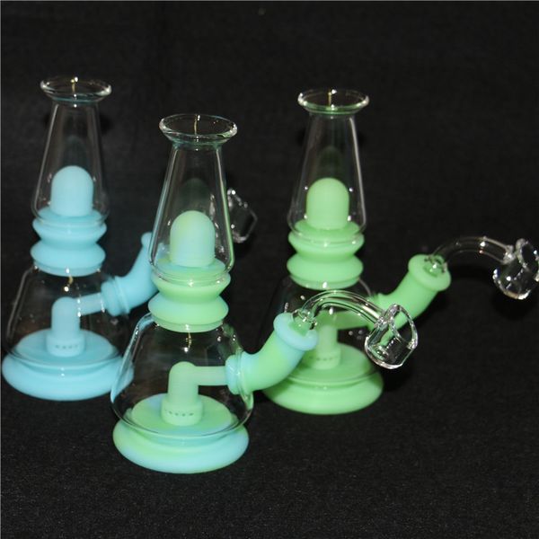 Assemblare i narghilli Assemblare le piattaforme del silicone Bong DAB con il quarzo Banger Tobacco Bowl Bowl Tubo dell'acqua Mini Bang di vetro Bong