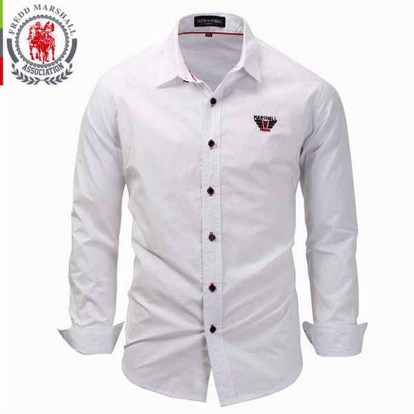 

fredd marshall brand drop shirt men spring casual shirts dress mens shirts solid cotton camisa masculina fm118 210527, White;black