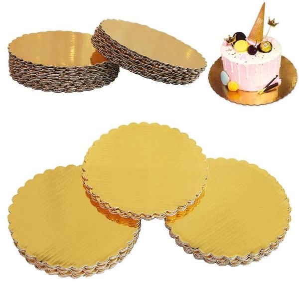 

10pcs gold cakeboard round,disposable cake circle base boards plate round coated baking & pastry tools
