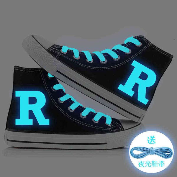 

valley town blue luminous couple high canvas shoes casual korean men's and women's cloth, Black;white